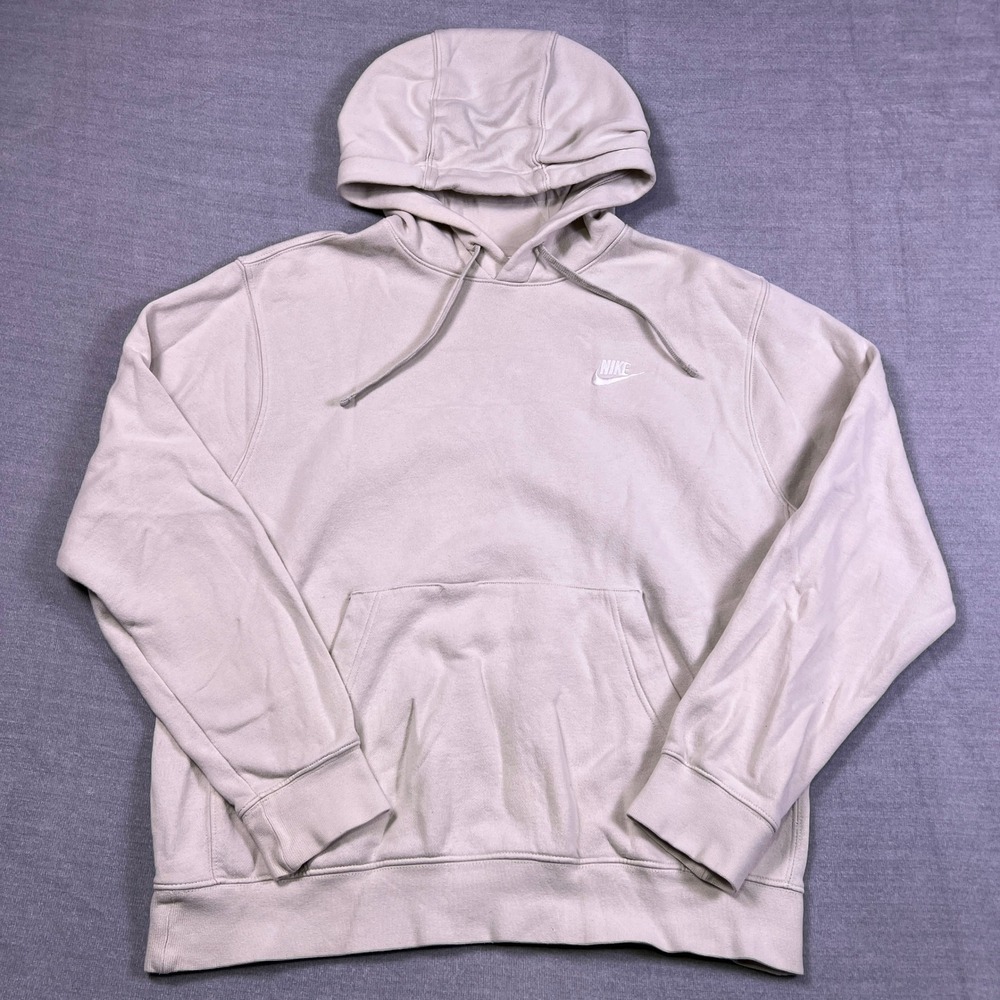 Nike Club Fleece Pullover Hoodie Mens Medium Tan Beige
